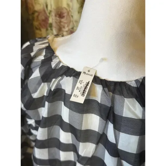 NWT! Madewell Black and White Bubble Sleeve Women's Top Size 4 - Picture 7 of 8
